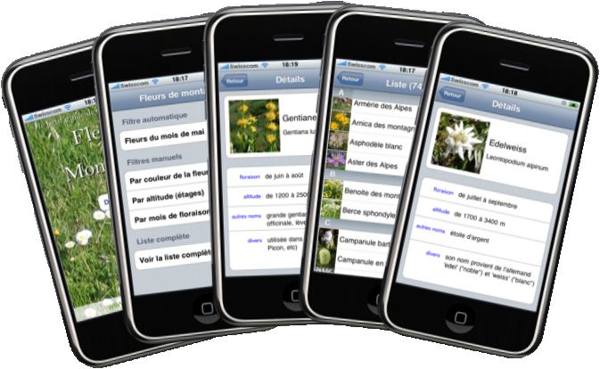 Fleurs de Montagne - le petit guide de vos randonnées sur iPhone - identifiez les fleurs que vous croisez durant vos ballades et randonnées en montagne, dans les Alpes, en forêt, dans les Pyrénées